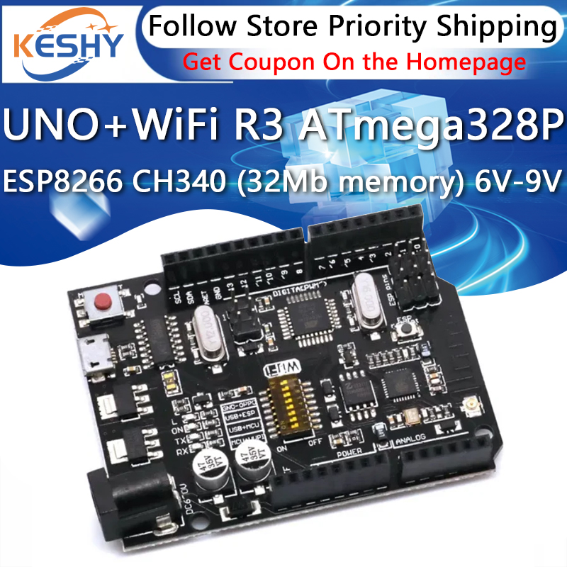 Esp8266 Nodemcu Board - UNO + WiFi R3 ATmega328P +